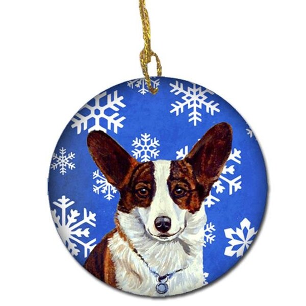 Carolines Treasures Carolines Treasures LH9288-CO1 Corgi Winter Snowflake Holiday Ceramic Ornament - LH9288-CO1
