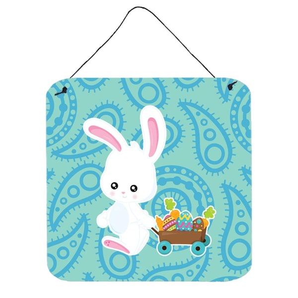 Carolines Treasures Easter Rabbit Paisley Blue Wall or Door Hanging Prints - BB6898DS66