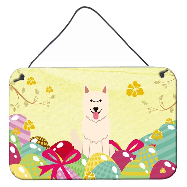 Carolines Treasures Easter Eggs White German Shepherd Wall or Door Hanging Prints - BB6045DS812