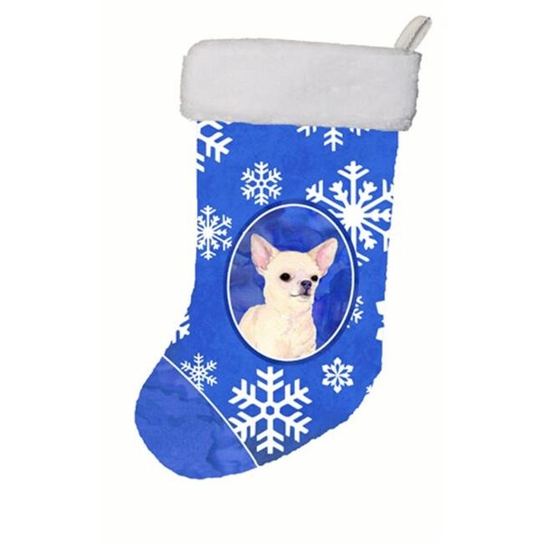 Carolines Treasures Carolines Treasures SS4610-CS 11 W x 8 H in. Chihuahua Winter Snowflakes Christmas Stocking - SS4610-CS