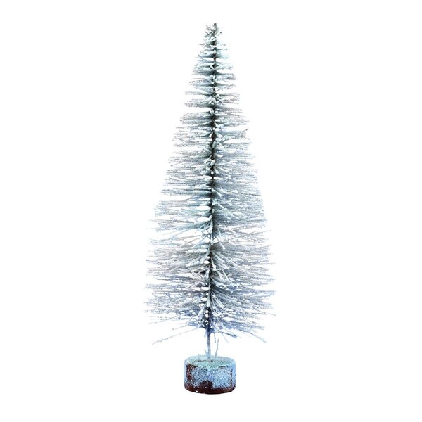 Vickerman 18 in. Flocked White on Green Village Tree Wood Stand, 24PK - A804118-2