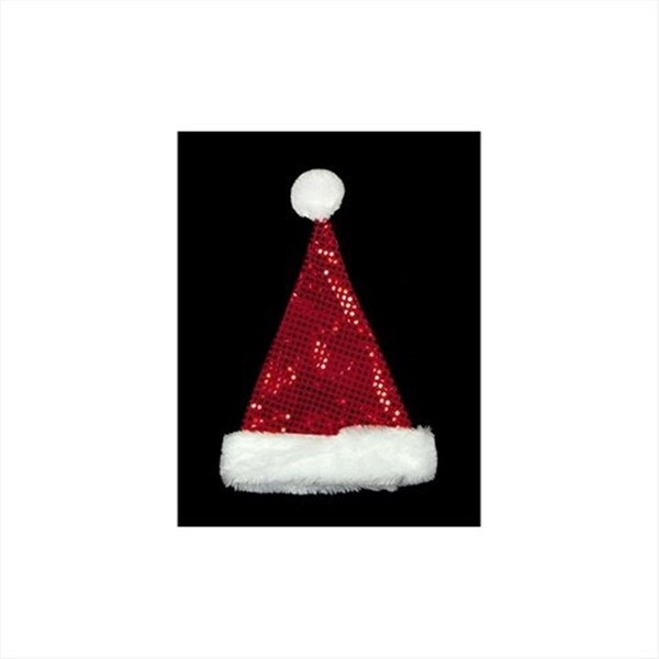 Go-Go 19 in. Sparkling Red And White Metallic Sequin Glitter Christmas Santa Hat - Adult Size - GO72700