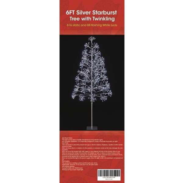 Queens Of Christmas 6 ft. Pure White Starburst LED Tree - LED-TR3D06-LPW