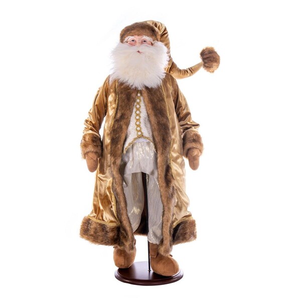 Vickerman 36 in. Mocha Velvet Santa Doll Figurines with Stand - KV210936