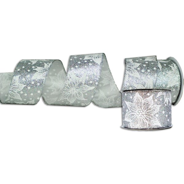 Queens Of Christmas 2.5 in. Wide 10 yards Ribbons, Silver, 2PK - RBN-19264-SLV-2PK