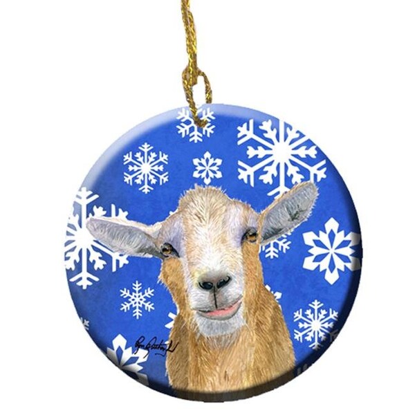 Carolines Treasures Carolines Treasures RDR3023CO1 Goat Winter Snowflakes Holiday Ceramic Ornament - RDR3023CO1