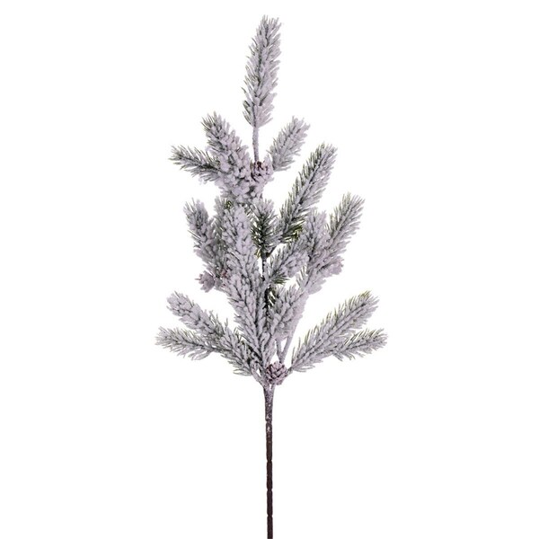 Vickerman 19.5 in. Snowy Glitter Pinecone Fir Spray, Green - 4 per Bag - FNT220919
