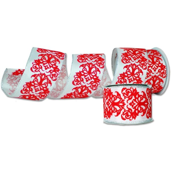 Queens Of Christmas 2.5 in. Wide 10 yards Ribbons, White, 2PK - RBN-19569-WH-2PK