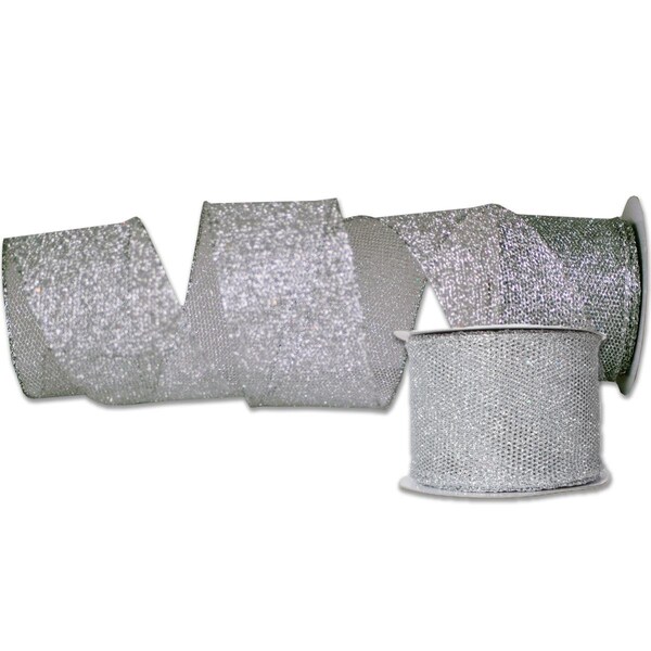 Queens Of Christmas 2.5 in. Wide 10 yards Ribbons, Silver, 2PK - RBN-19186-SLV-2PK