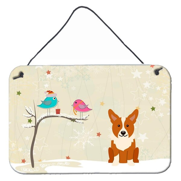 Carolines Treasures Christmas Presents Between Friends Corgi Wall or Door Hanging Prints - BB2572DS812