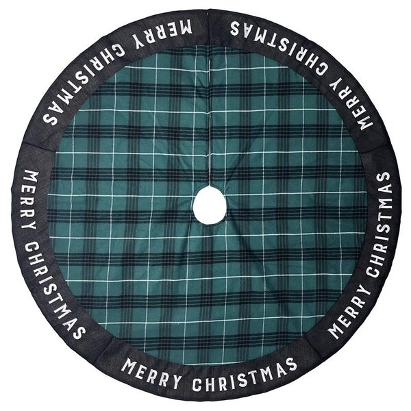 Celebrations Celebrations Home Black/Green/White Merry Christmas Tree Skirt 27 in. - 23F02945RS