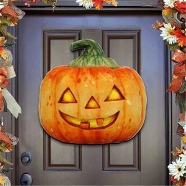 Gloriousgifts 8158414 Halloween Pumpkin Wooden Ornament 2PK - GL1786000