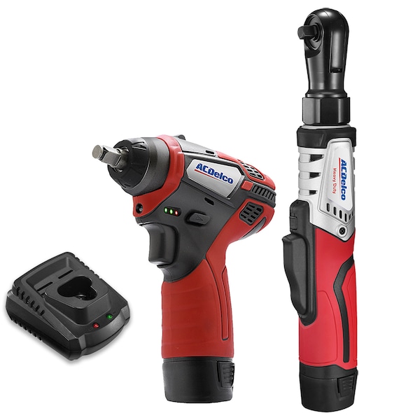 Acdelco G12 K1 Combo 3/8" BLDC Ratchet, 3/8" Impact Wrench, 2-Battery - ARW12103-K1