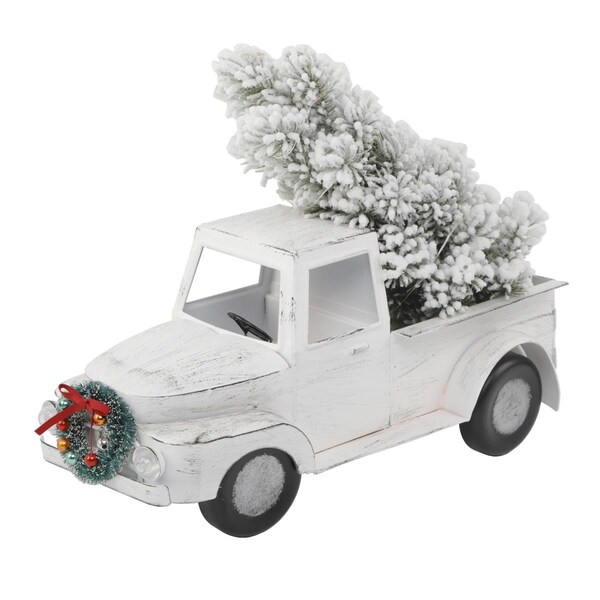 Flora Bunda 13ftL  LED Tin Truck w/ Tree - CH2123E-WH