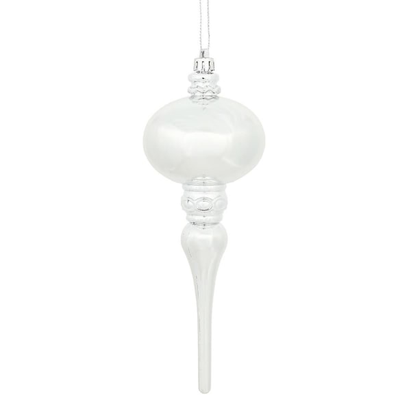 Vickerman 8 x 2.75 in. Silver Shiny Finial Ornament, 3PK - N174507D