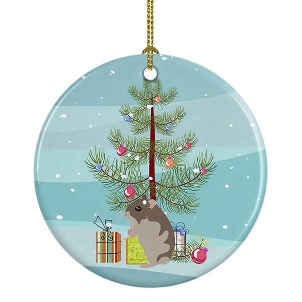Carolines Treasures 2.8 x 2.8 in. Unisex Dwarf Hamster Merry Christmas Ceramic Ornament - CK4451CO1