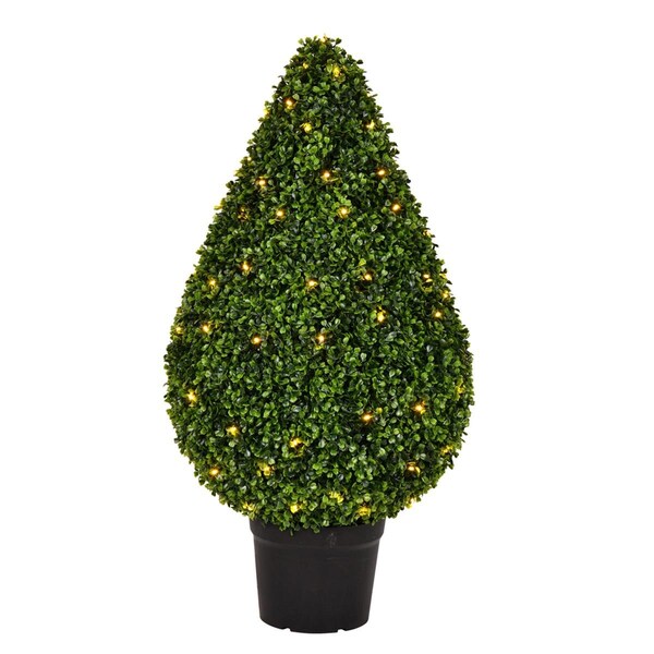 Vickerman 36 in. Boxwood Teardrop in Pot UV 100 Warm White LED Light - TP171536LED