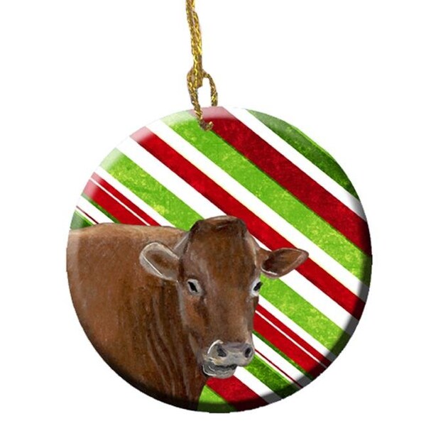 Carolines Treasures Carolines Treasures SB3137CO1 Cow Candy Cane Holiday Christmas Ceramic Ornament; 2.81 Dia - SB3137CO1