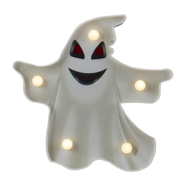 Go-Go 7 x 7 x 1 in. Lighted White Ghost Halloween Marquee Decoration - GO1776034