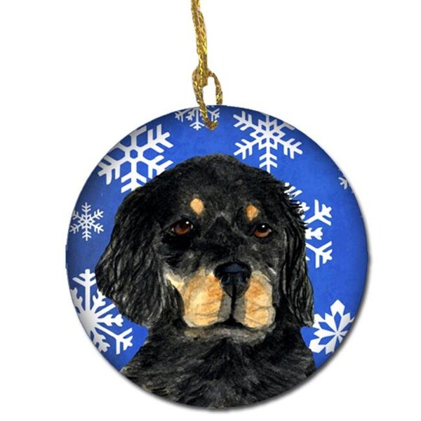 Carolines Treasures Carolines Treasures SS4653-CO1 Gordon Setter Winter Snowflakes Holiday Christmas Ceramic Ornament - SS4653-CO1