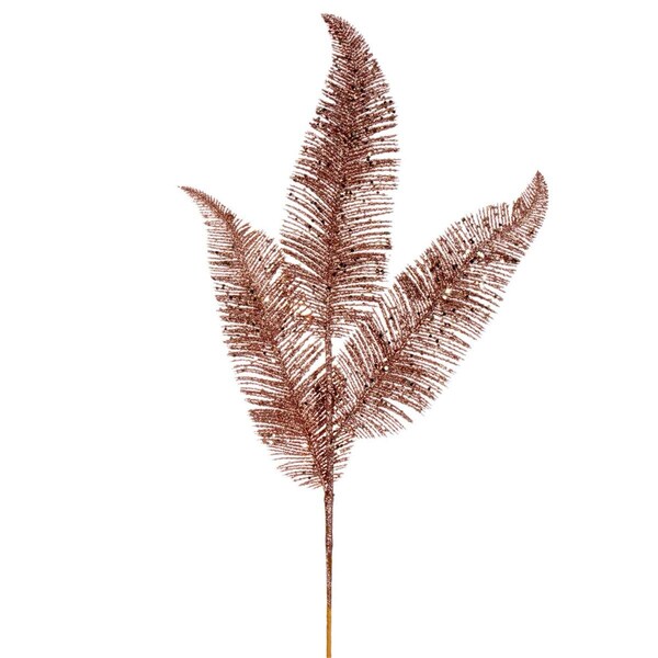 Vickerman 24.5 in. Feather Fern Glitter Spray, Cafe Latte, 6PK - RG220180