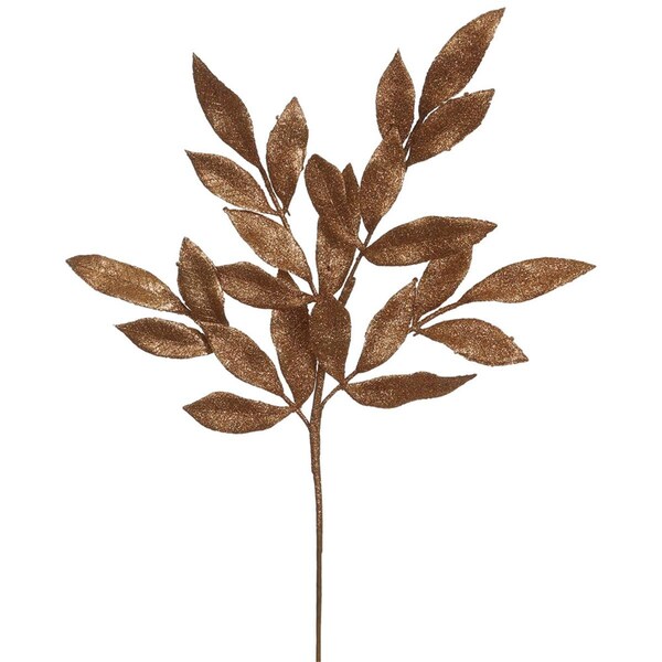 Vickerman 22 in. Copper Glitter BayLeaf Artificial Spray, 12 per Bag, 12PK - L152928
