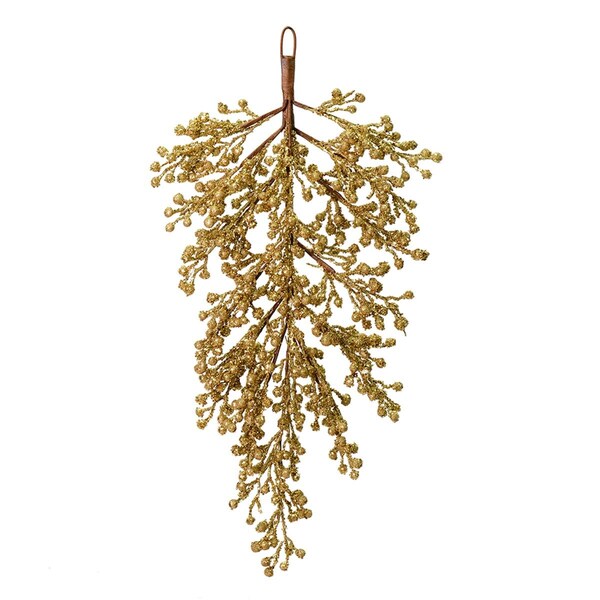 Vickerman 33 in. Gold Glitter Berry Door Swag Tear Drop Outdoor, 12PK - L180908