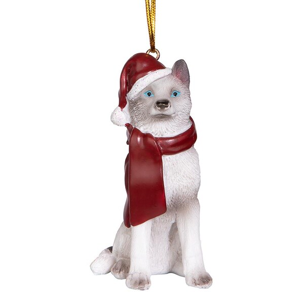 Design Toscano Siberian Husky Holiday Dog Ornament Sculpture - JH576306