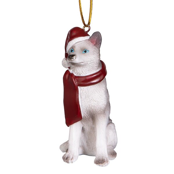 Design Toscano Siberian Husky Holiday Dog Ornament Sculpture - JH576306