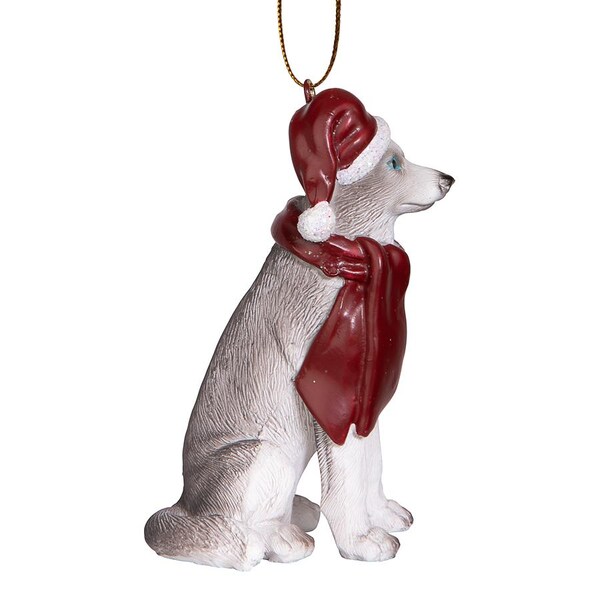 Design Toscano Siberian Husky Holiday Dog Ornament Sculpture - JH576306