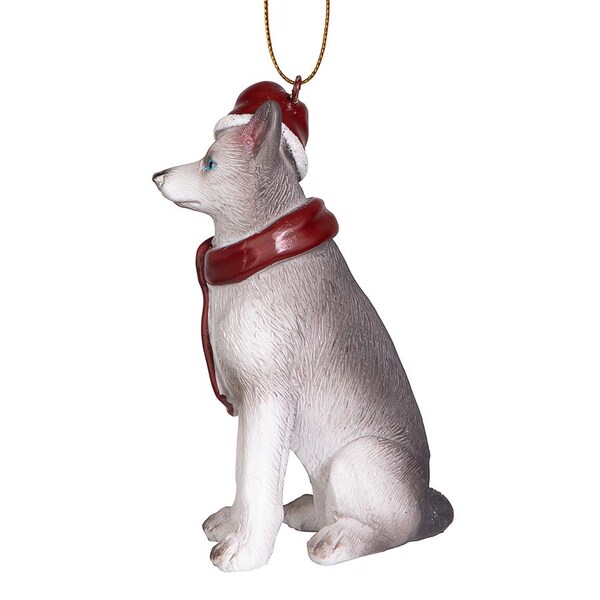 Design Toscano Siberian Husky Holiday Dog Ornament Sculpture - JH576306