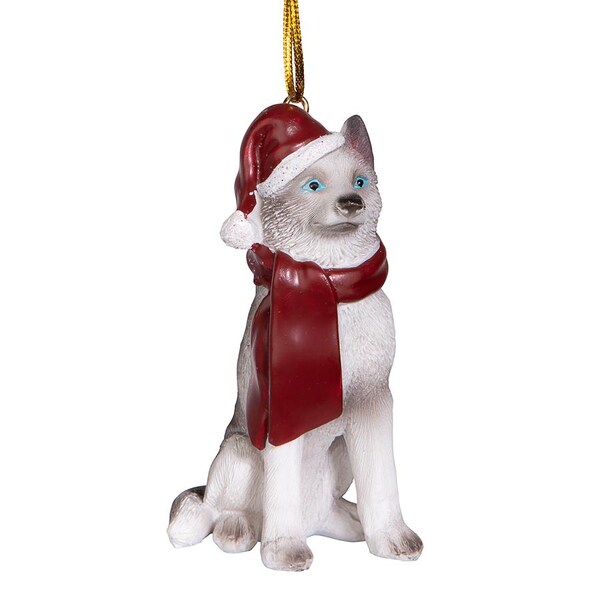 Design Toscano Siberian Husky Holiday Dog Ornament Sculpture - JH576306