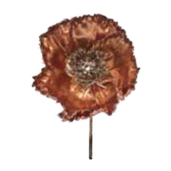 Vickerman 14 in. Mocha Pearl Glitter Poppy Spray with 8 in. Flower Head, 3 per Bag, 64PK - OF180216