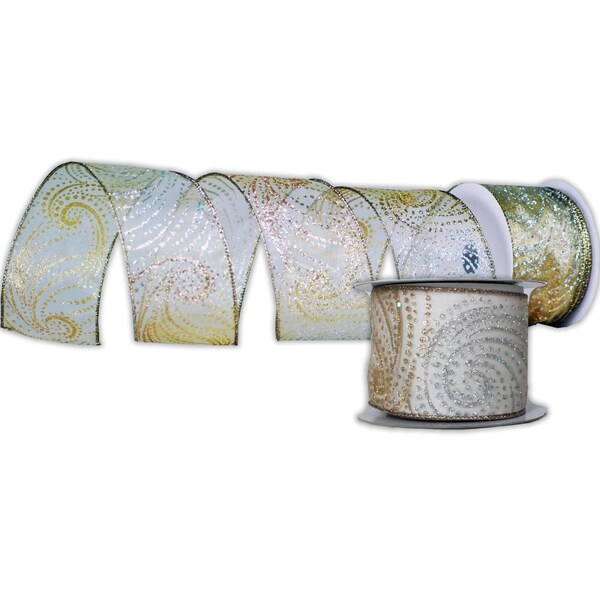 Queens Of Christmas 2.5 in. Wide 10 yards Ribbons, Champagne, 2PK - RBN-69T11853971-CH-2PK
