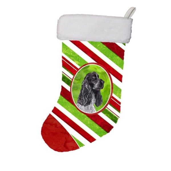 Carolines Treasures Carolines Treasures SC9610-CS 11 x 8 In. Black Cocker Spaniel Candy Cane Christmas Stocking - SC9610-CS