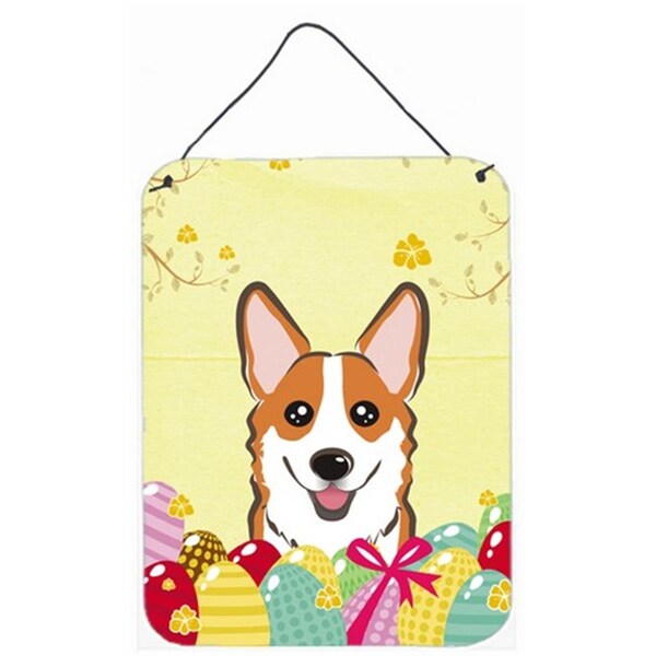 Carolines Treasures Red Corgi Easter Egg Hunt Wall or Door Hanging Prints - BB1936DS1216