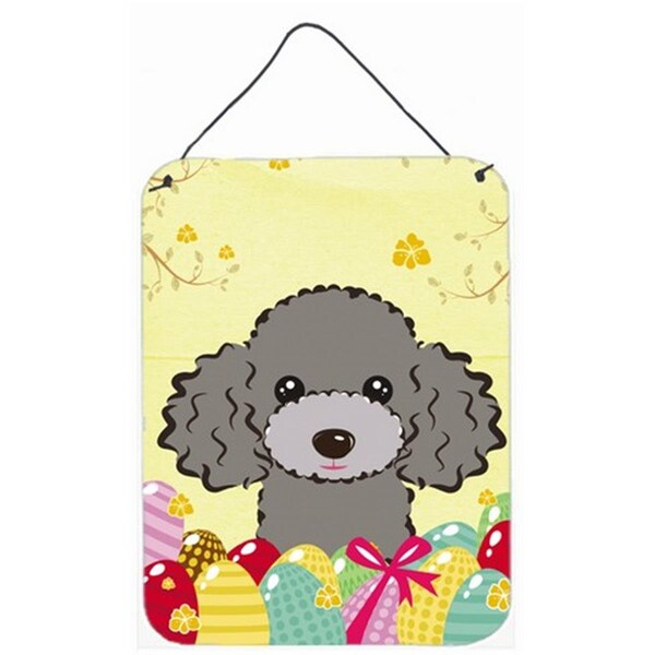Carolines Treasures Silver Gray Poodle Easter Egg Hunt Wall or Door Hanging Prints - BB1941DS1216