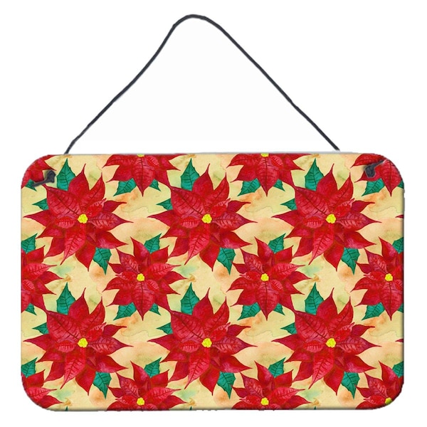 Carolines Treasures Poinsetta Christmas Wall or Door Hanging Prints, 8 x 12 in. - BB7485DS812