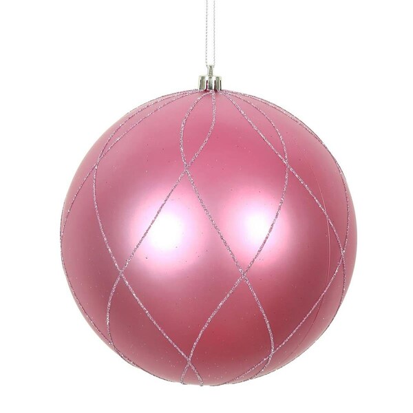 Vickerman Vickerman N170645D 4 in. Mauve Matt Glitter Swirl Ornament Ball - 4 per Box - N170645D