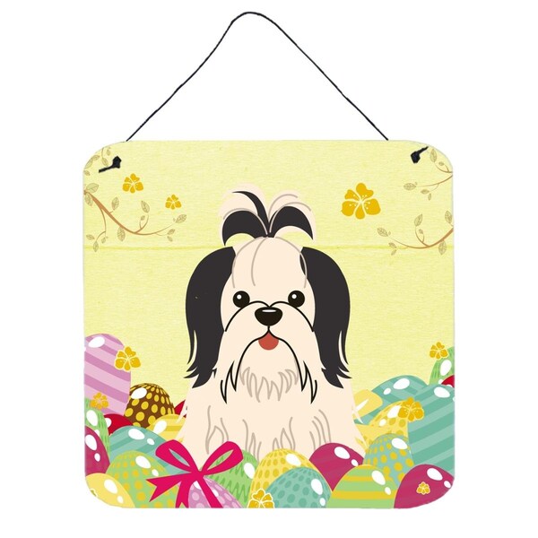Carolines Treasures Easter Eggs Shih Tzu Black White Wall or Door Hanging Prints - BB6088DS66