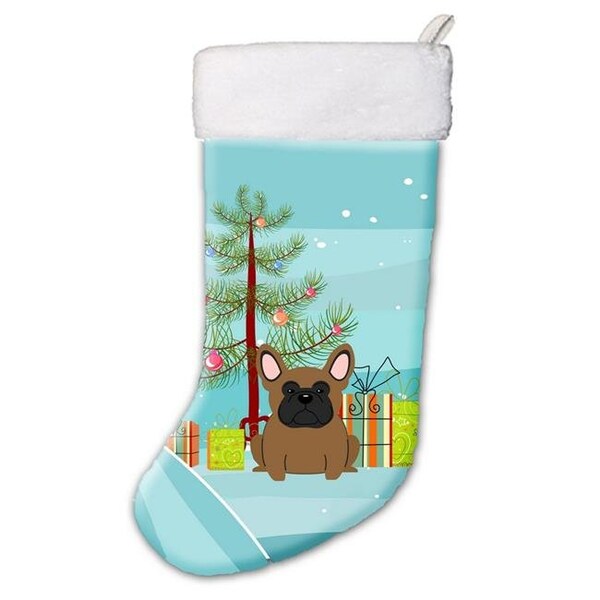 Carolines Treasures Carolines Treasures BB4138CS Merry Christmas Tree French Bulldog Brown Christmas Stocking - BB4138CS