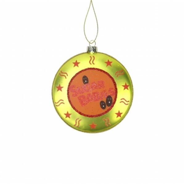 Northlight Seasonal Candy Lane Tootsie Roll Gold Sugar Babies Bite Size Caramel Candies Christmas Disc Ornament - 31744238