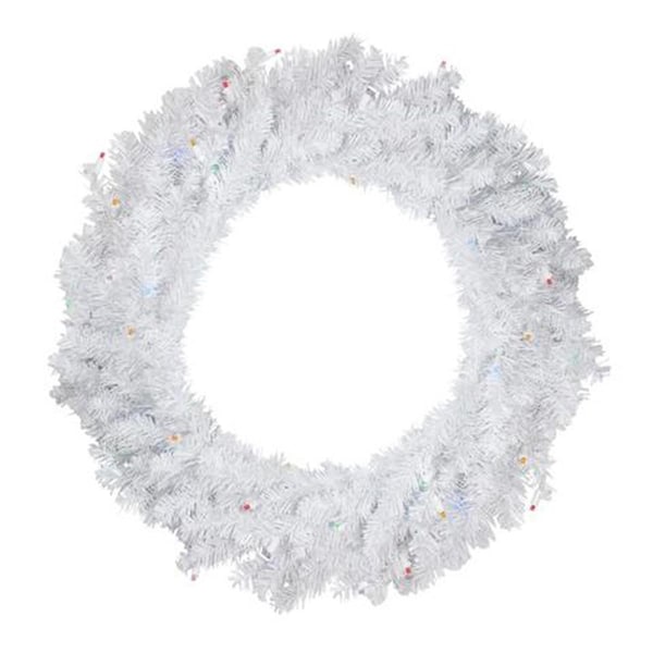 Queens Of Christmas 4 ft. White Sequoia Pre-Lit with LED Wreath, Multi Color - GWWSQ-04-L5M