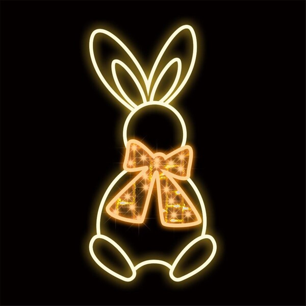 Queens Of Christmas 18 in. Easter Bunning Decor with Orange Bow - WL-MTNF-EST-BNY-OR-18