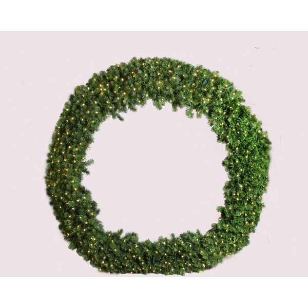 Queens Of Christmas 8 ft. Pre-Lit LED Sequoia Christmas Wreath, Pure White - GWSQ-08-LWW