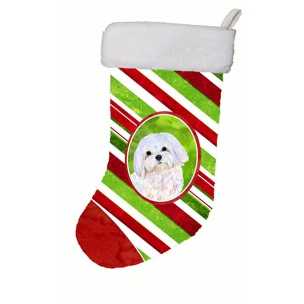 Carolines Treasures Carolines Treasures SS4551-CS 11 x 18 in. Maltese Candy Cane Christmas Stocking - SS4551-CS