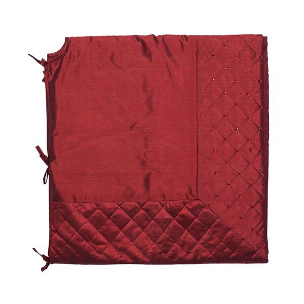 Vickerman 52 in. Burgundy Quilt Stitch Jewel Tree Skirt - QTX190152