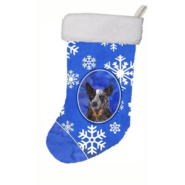 Carolines Treasures Carolines Treasures SC9396-CS 11 x 18 in. Australian Cattle Dog Winter Snowflakes Christmas Stocking - SC9396-CS