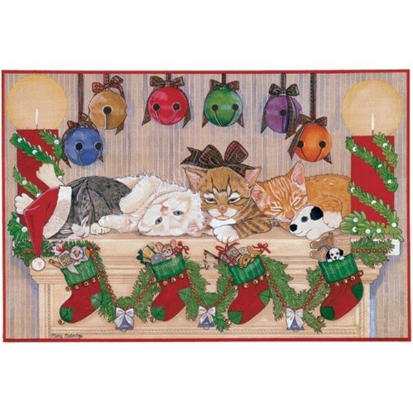 Pipsqueak Productions Pipsqueak Productions C452 Mantelpieces Cat Christmas Boxed Cards - Pack of 10 - C452