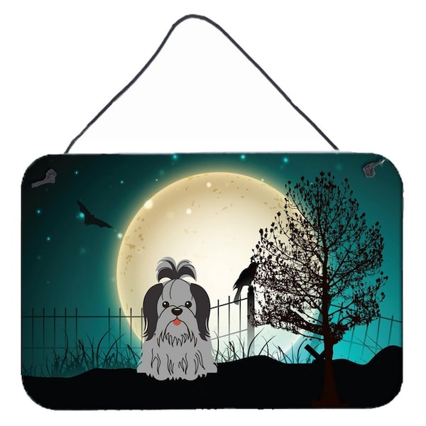 Carolines Treasures Halloween Scary Shih Tzu Black and Silver Wall or Door Hanging Prints - BB2279DS812